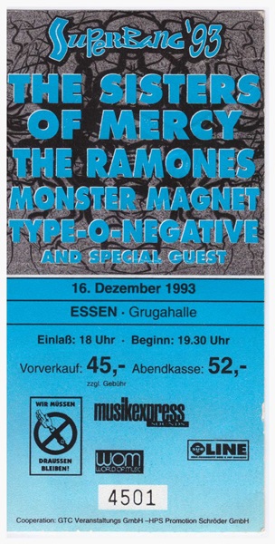 (1993-12-16) SuperBang '93 (Sisters of Mercy, The Ramones, Monster Magnet, Type-O-Negative) - Essen, Grugahalle 600px