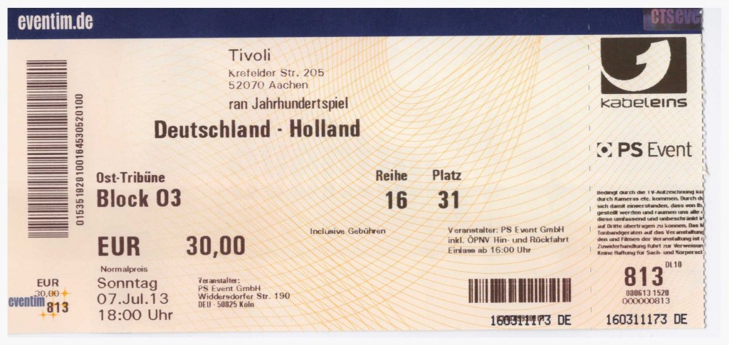 (2013-07-07) Deutschland - Holland (ran Jahrhundertspiel) - Aachen, Tivoli